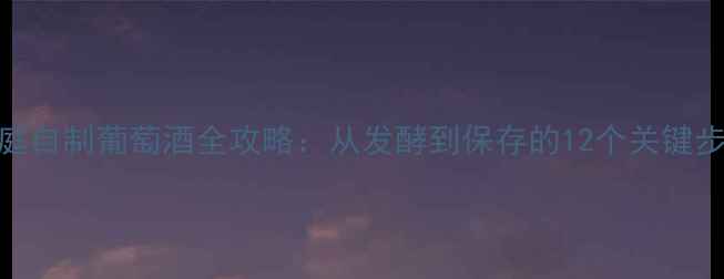 图片 家庭自制葡萄酒全攻略：从发酵到保存的12个关键步骤