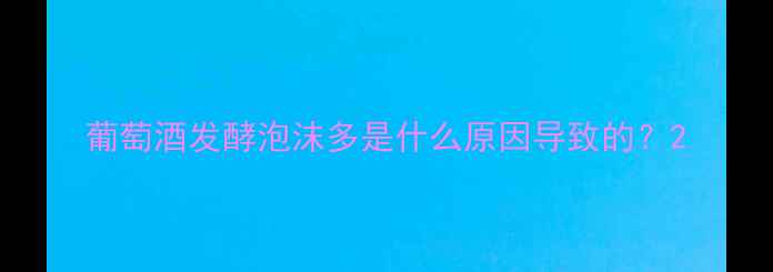 葡萄酒发酵泡沫多是什么原因导致的