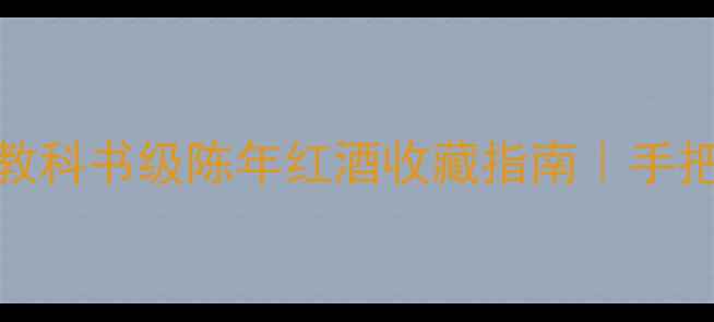 09年庄主酒庄教科书级陈年红酒收藏指南手把手教你品鉴与投资