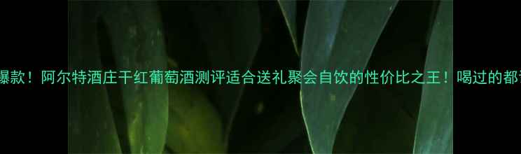 年度爆款阿尔特酒庄干红葡萄酒测评适合送礼聚会自饮的性价比之王喝过的都说绝
