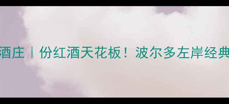 波坦萨酒庄份红酒天花板波尔多左岸经典必喝指南